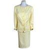 EMILY Women 2PC Soft Yellow Polyester Lined Collarless Skirt Suit Size 14W