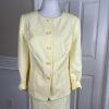 EMILY Women 2PC Soft Yellow Polyester Lined Collarless Skirt Suit Size 14W