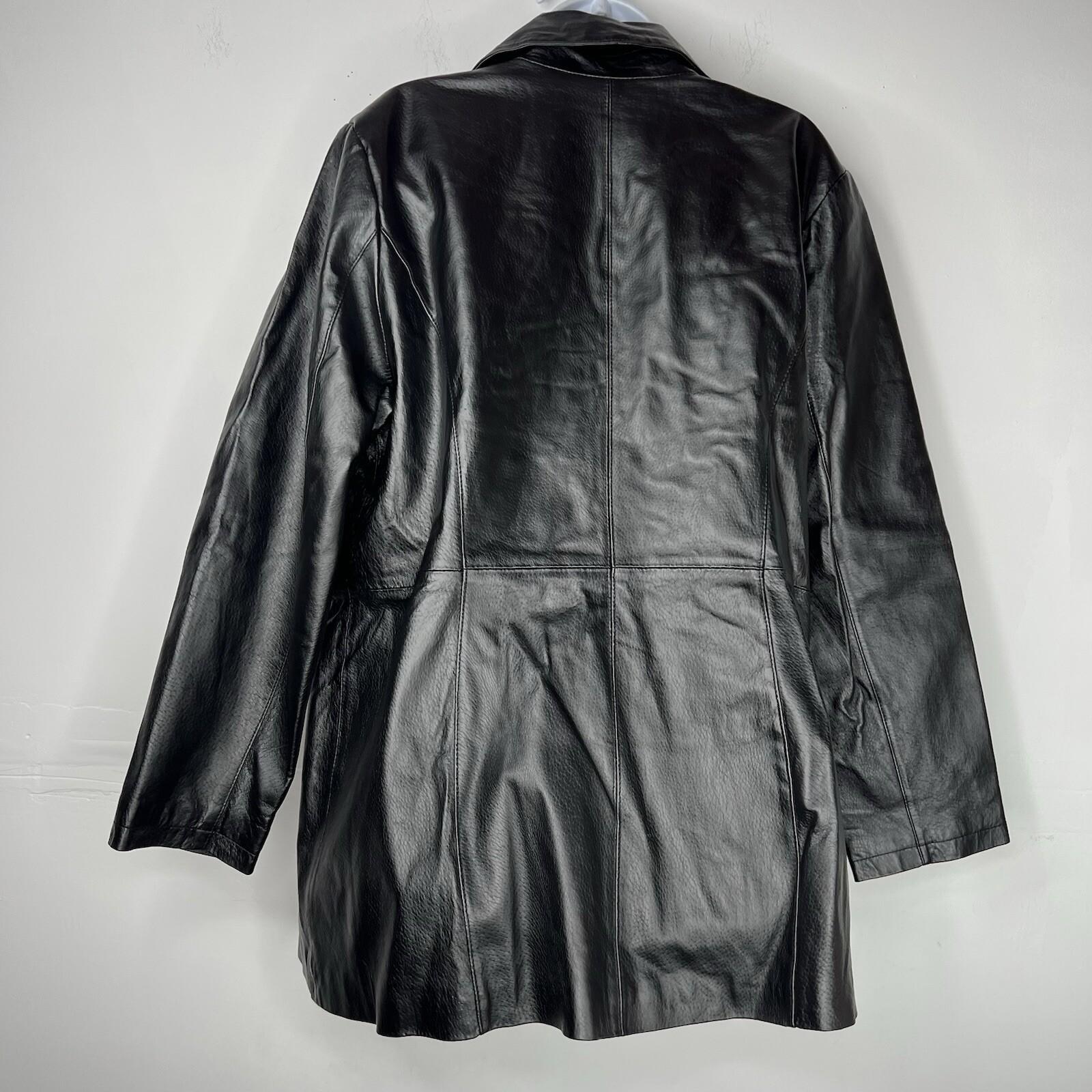 Jessica London Leather Jacket 22W 2 in 1 Removable Faux Collar Full Zip Chic