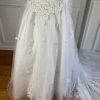 EXPRESSION White Beaded Satin Lace Embroidered Dress & Veil With Tiara Size 6