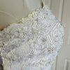 EXPRESSION White Beaded Satin Lace Embroidered Dress & Veil With Tiara Size 6