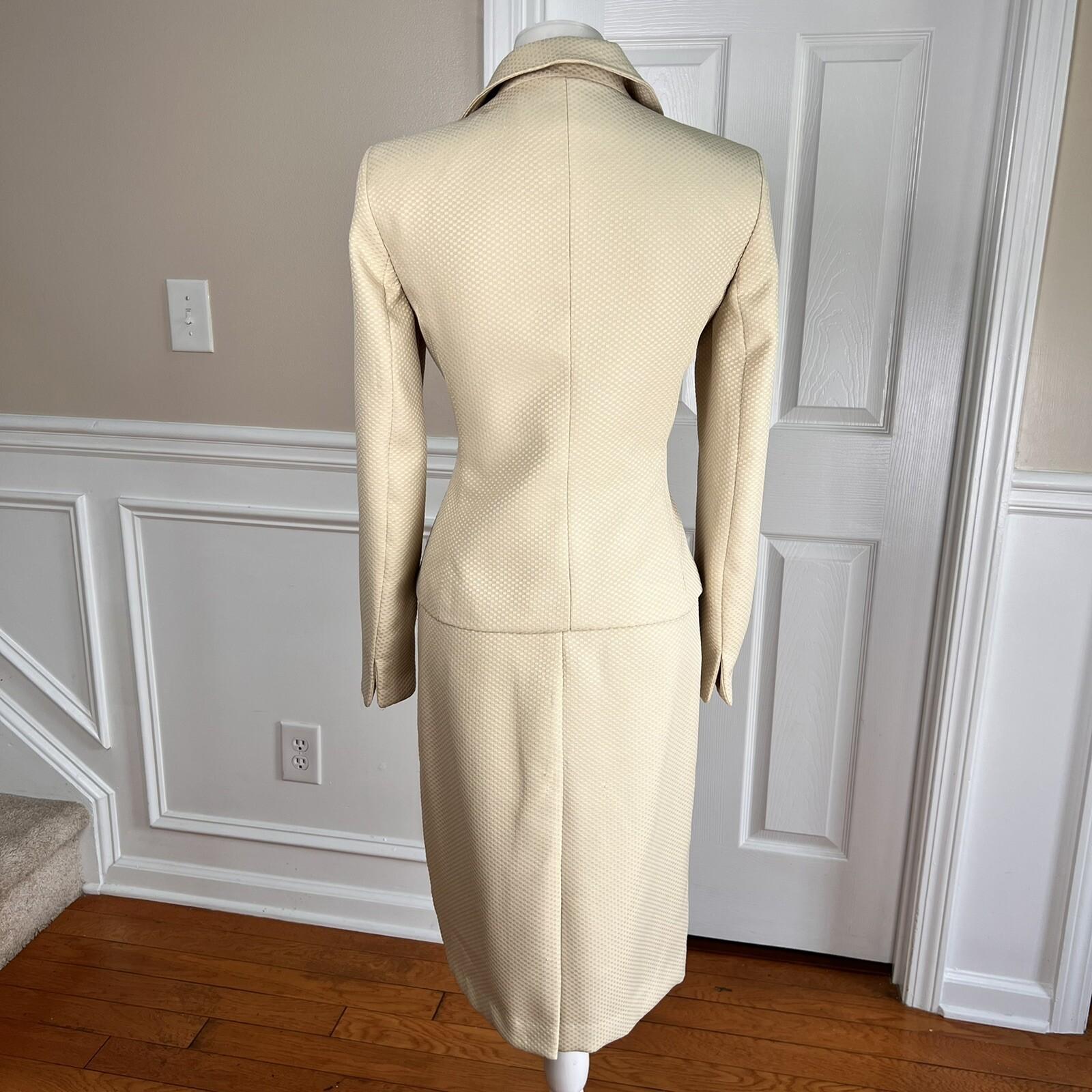 Evan Picone Women Polyester Skirt Suit Size 4 Champagne Notch Collar 2PC New