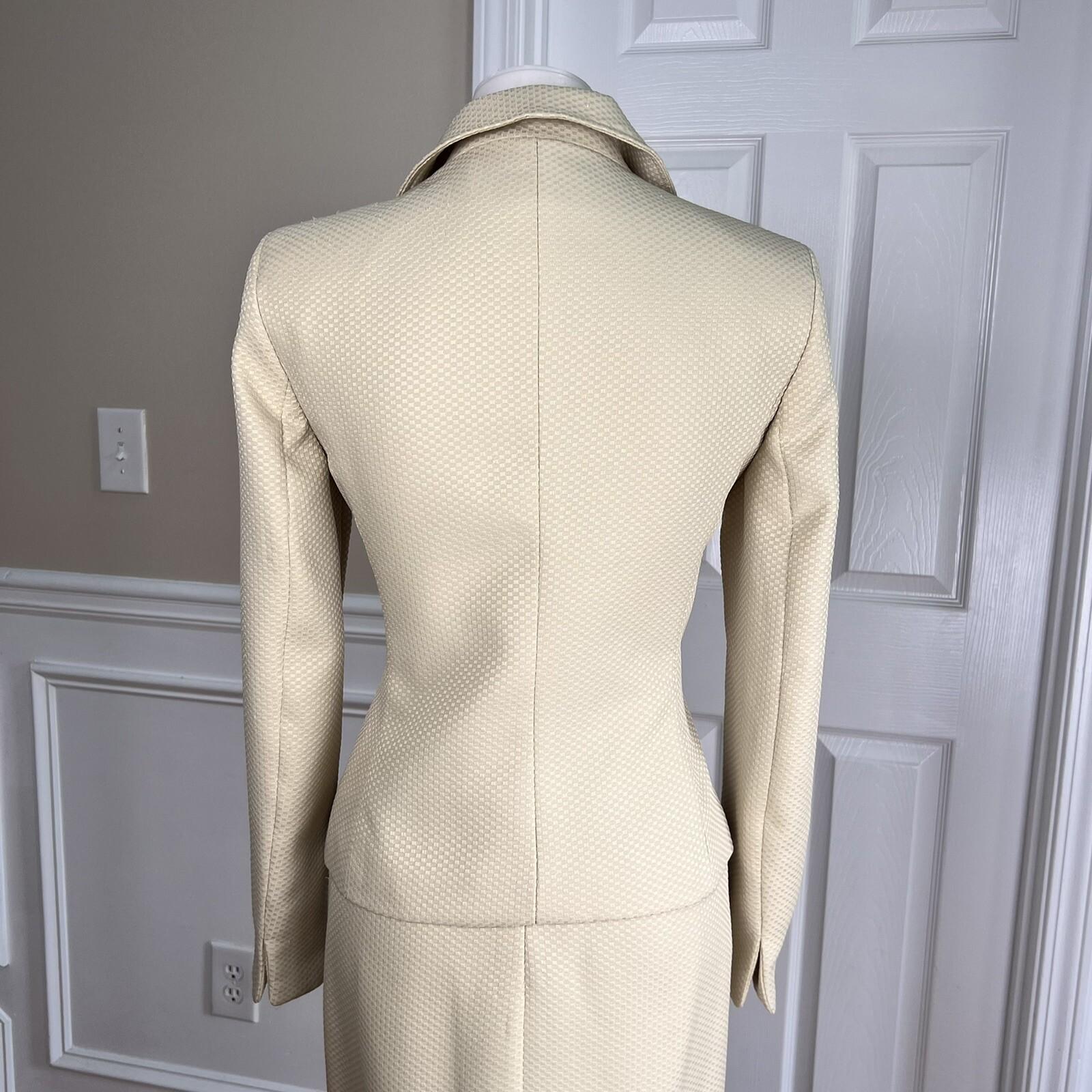 Evan Picone Women Polyester Skirt Suit Size 4 Champagne Notch Collar 2PC New
