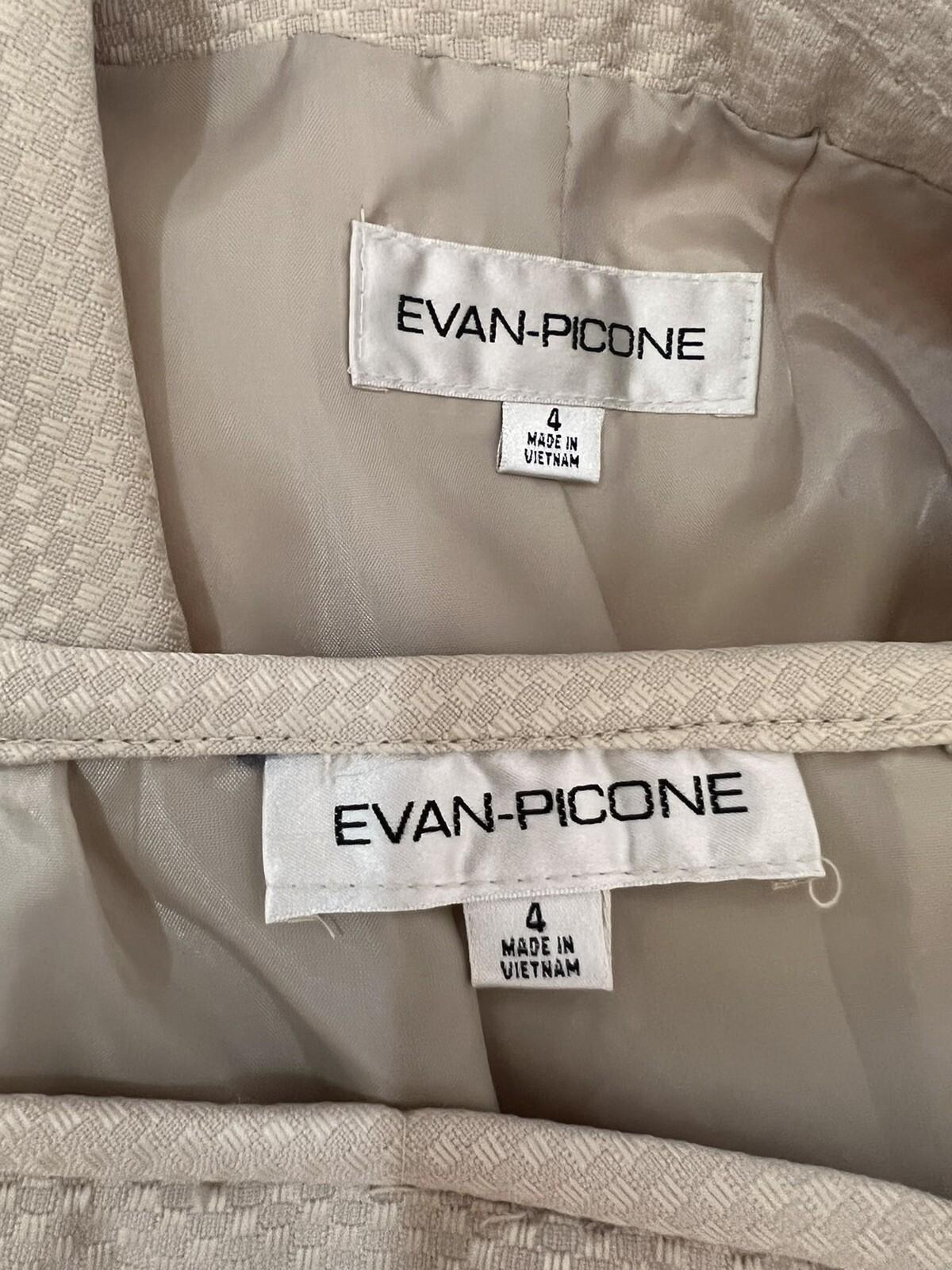 Evan Picone Women Polyester Skirt Suit Size 4 Champagne Notch Collar 2PC New