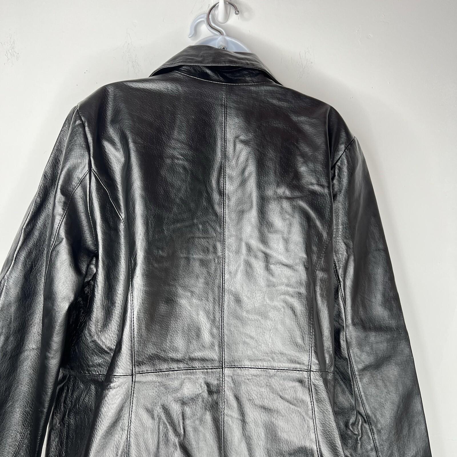 Jessica London Leather Jacket 22W 2 in 1 Removable Faux Collar Full Zip Chic