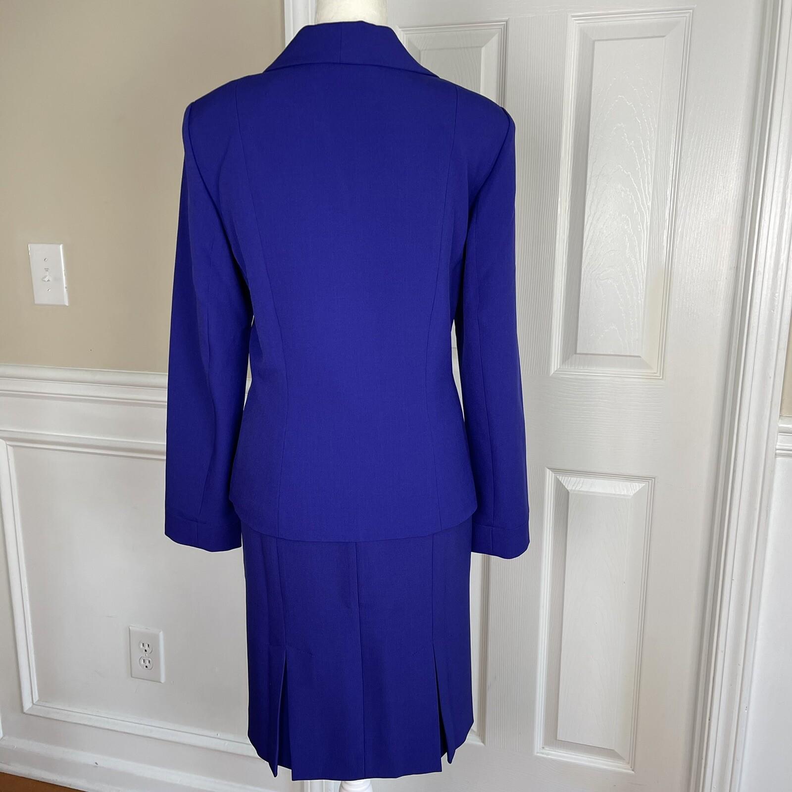 Evan Picone Black Label Polyester Stretch Skirt 4 Suit 6 Purple Open Front 2PC