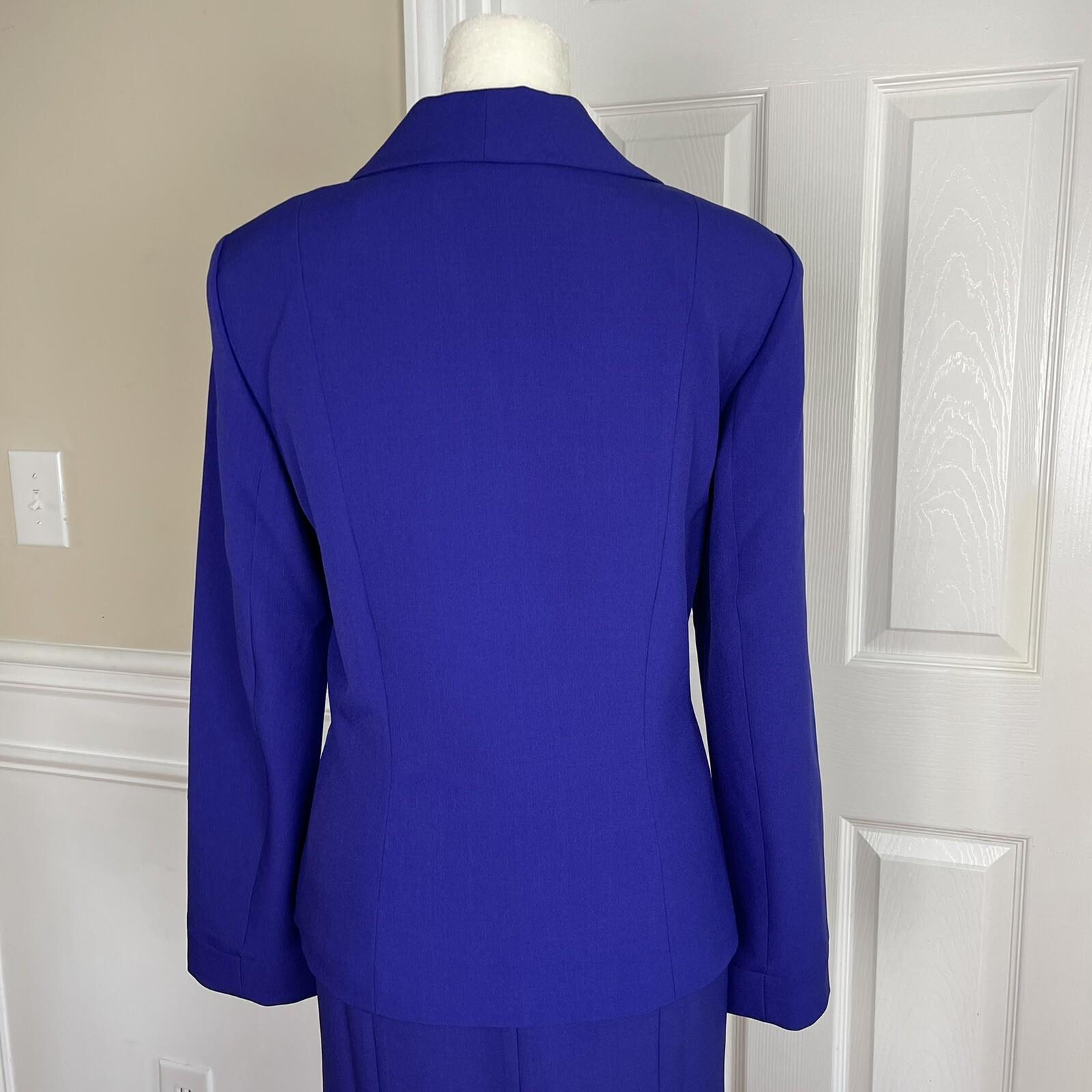 Evan Picone Black Label Polyester Stretch Skirt 4 Suit 6 Purple Open Front 2PC