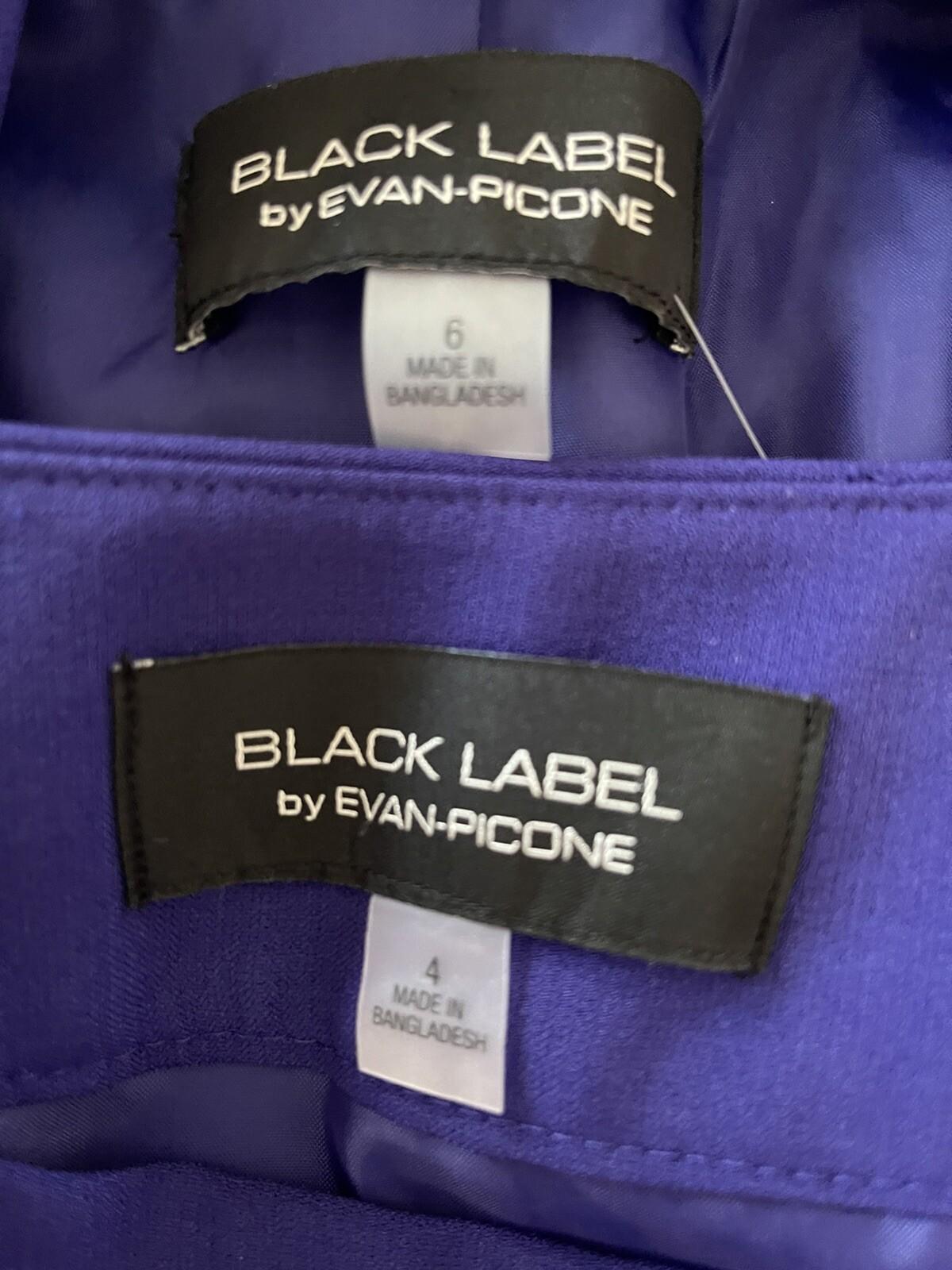 Evan Picone Black Label Polyester Stretch Skirt 4 Suit 6 Purple Open Front 2PC