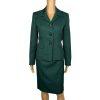 Evan Picone Career Skirt Suit 4 Emerald Green Faux Pockets Peak Collar 2PC New