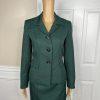 Evan Picone Career Skirt Suit 4 Emerald Green Faux Pockets Peak Collar 2PC New