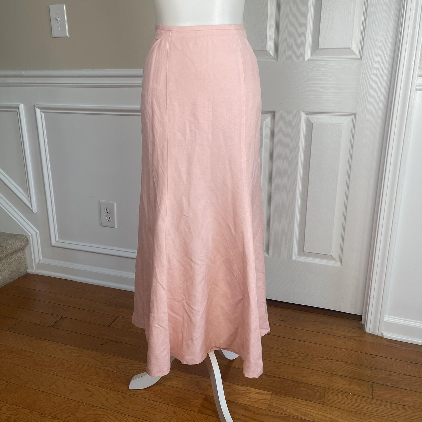KASPER Rose Pink Linen Rayon Open Front Embroidered Skirt (Sz 10) Suit (Sz 12)