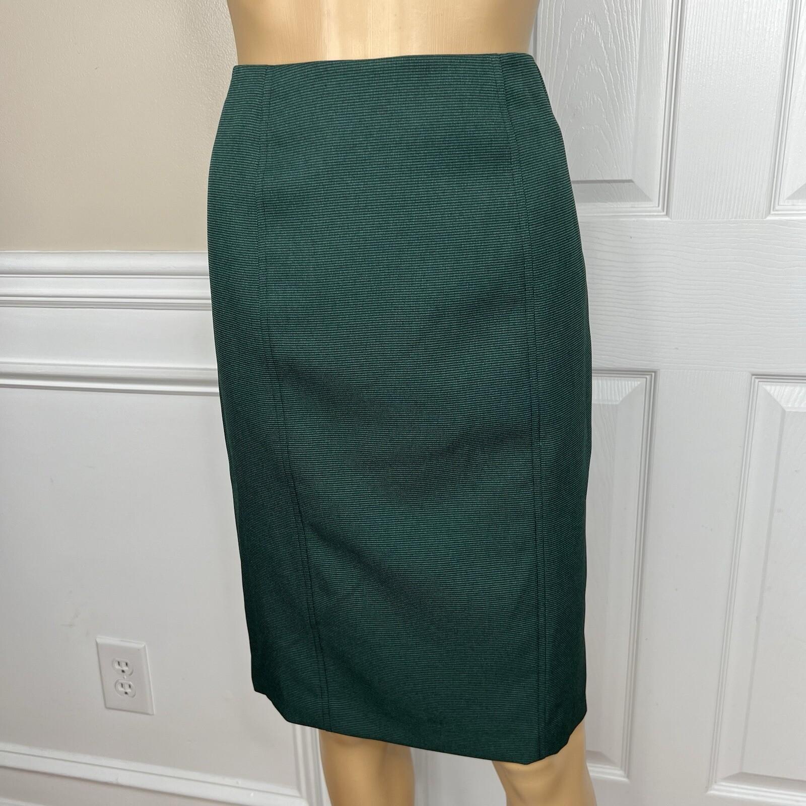 Evan Picone Career Skirt Suit 4 Emerald Green Faux Pockets Peak Collar 2PC New