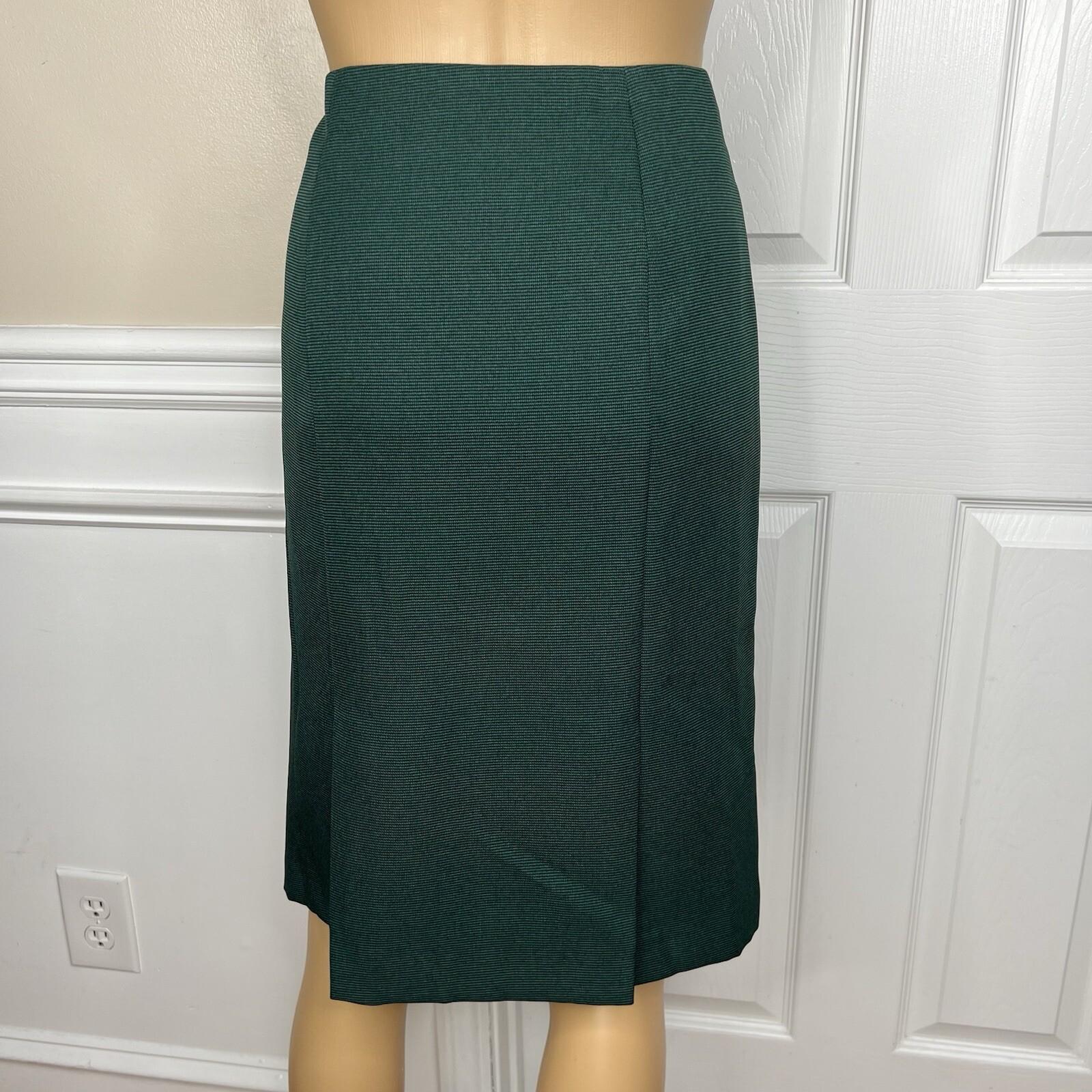 Evan Picone Career Skirt Suit 4 Emerald Green Faux Pockets Peak Collar 2PC New