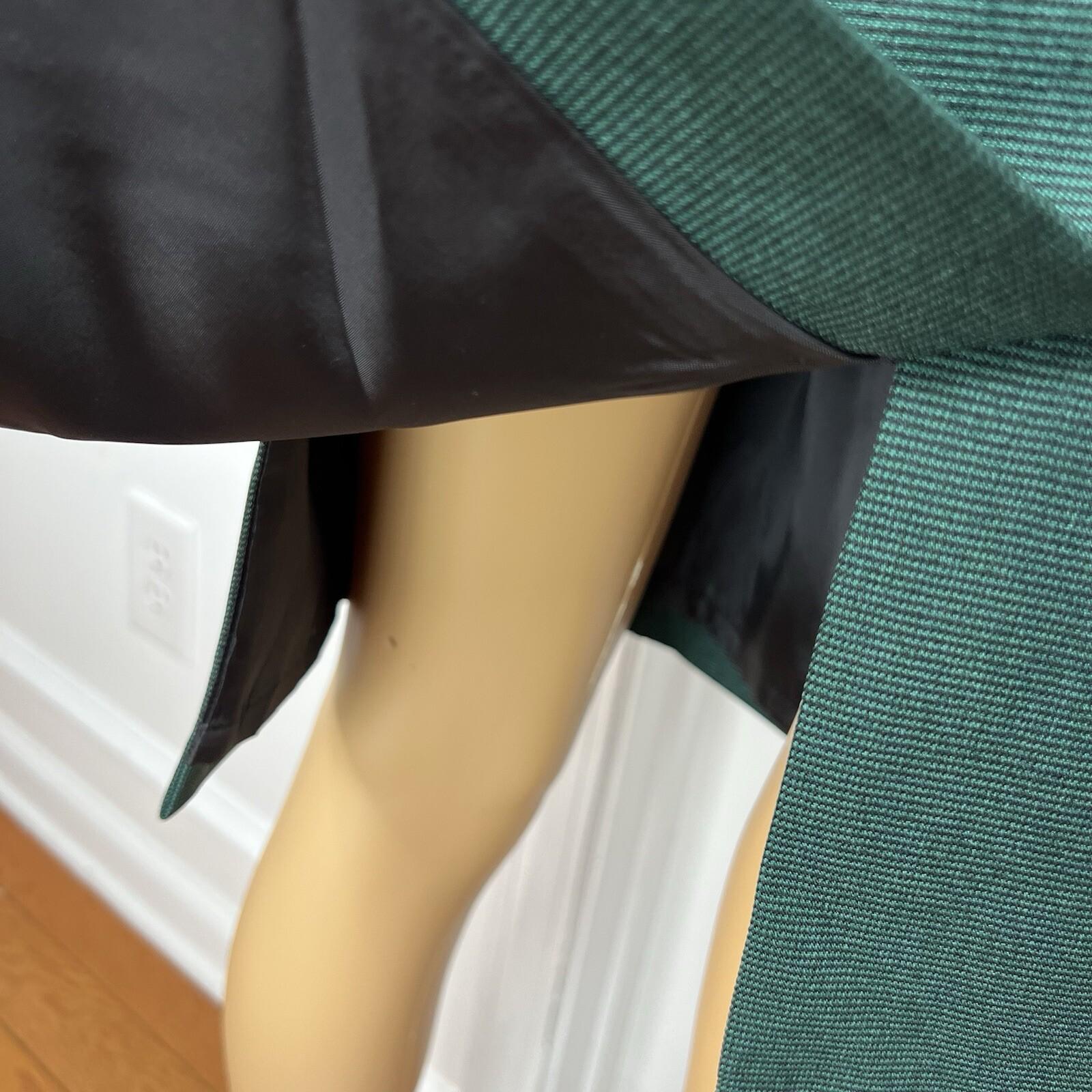 Evan Picone Career Skirt Suit 4 Emerald Green Faux Pockets Peak Collar 2PC New