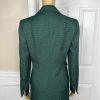 Evan Picone Career Skirt Suit 4 Emerald Green Faux Pockets Peak Collar 2PC New