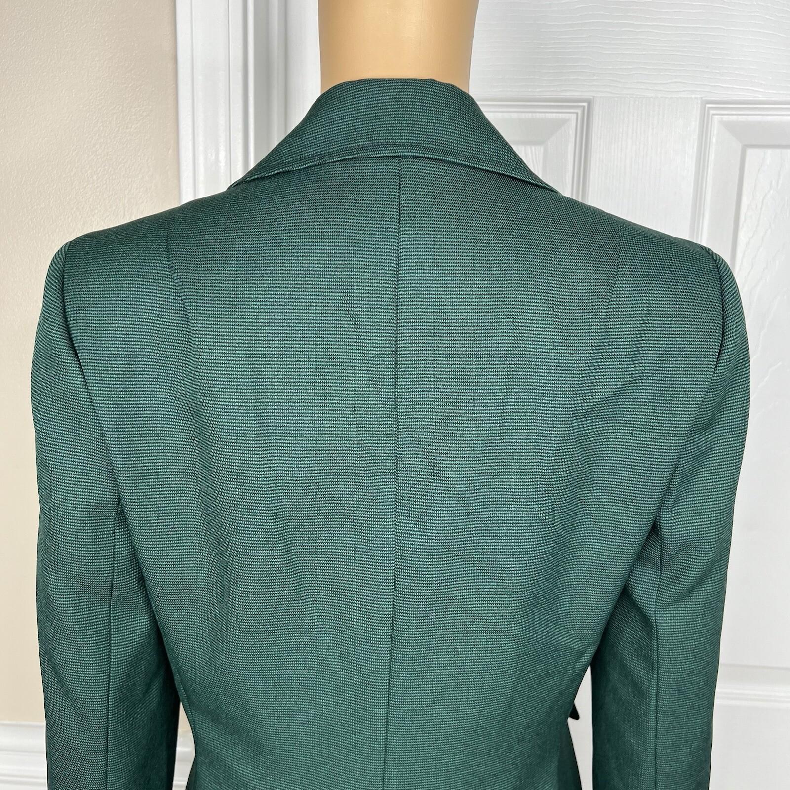 Evan Picone Career Skirt Suit 4 Emerald Green Faux Pockets Peak Collar 2PC New