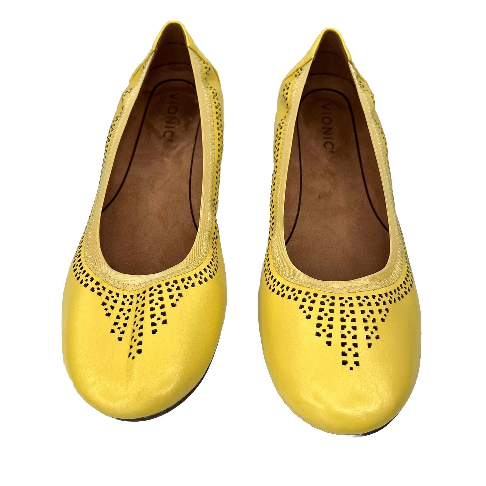 Vionic Leather Ballet Flats Shoes Size 10M Buttercup Perforated Whisper Slip On
