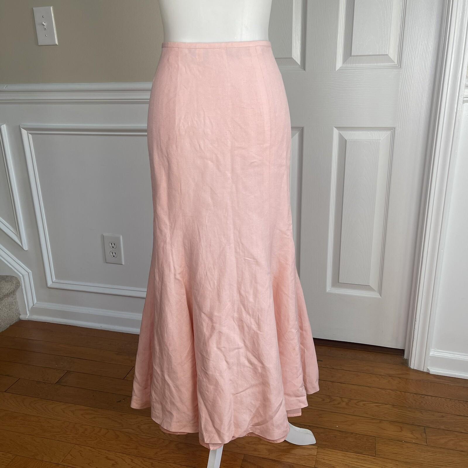 KASPER Rose Pink Linen Rayon Open Front Embroidered Skirt (Sz 10) Suit (Sz 12)