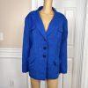 LE SUIT  Women Blue Polyester Lined Notch Collar Blazer Suit Size 24W