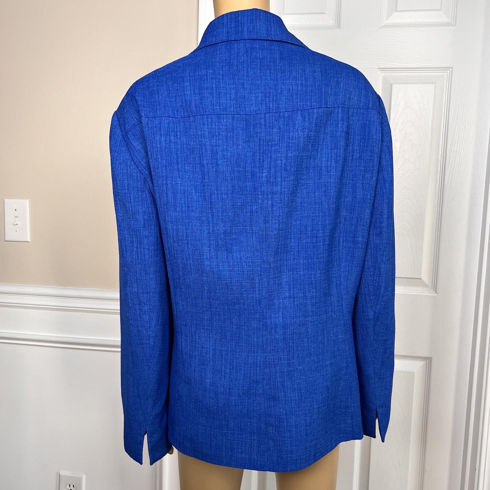 LE SUIT  Women Blue Polyester Lined Notch Collar Blazer Suit Size 24W
