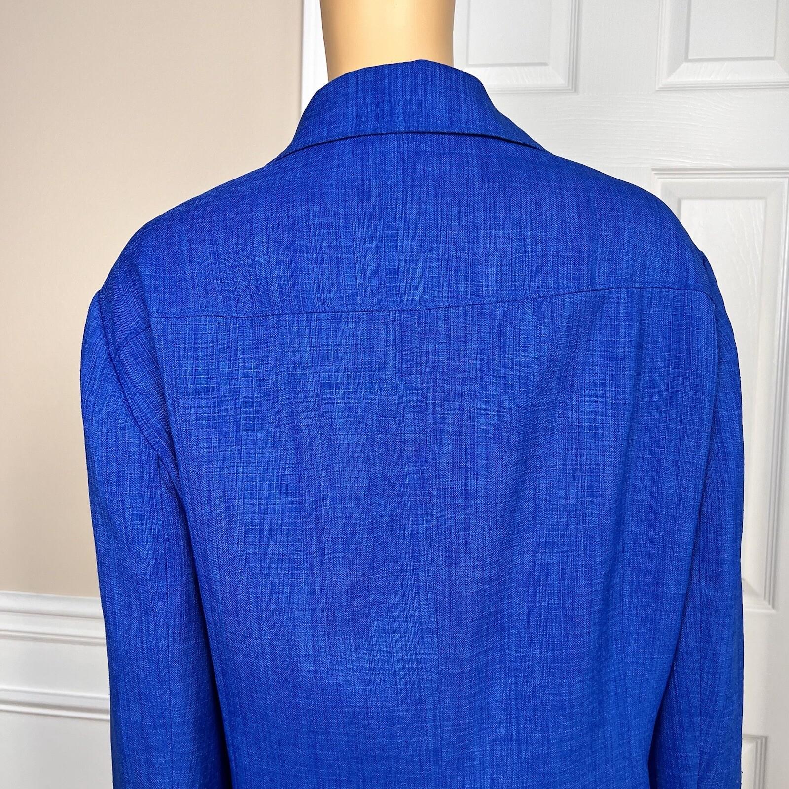 LE SUIT  Women Blue Polyester Lined Notch Collar Blazer Suit Size 24W