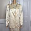 10-3868.jpg LOUIS FERAUD VTG 2PC Gold Floral Cotton Acetate Lined Dress (SZ 16) Suit (SZ 14)