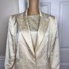 10-3869.jpg LOUIS FERAUD VTG 2PC Gold Floral Cotton Acetate Lined Dress (SZ 16) Suit (SZ 14)