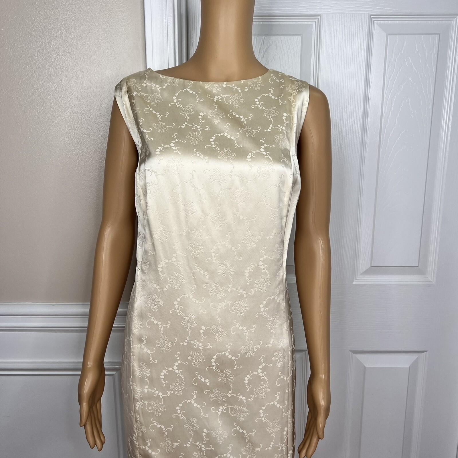 10-3872.jpg LOUIS FERAUD VTG 2PC Gold Floral Cotton Acetate Lined Dress (SZ 16) Suit (SZ 14)