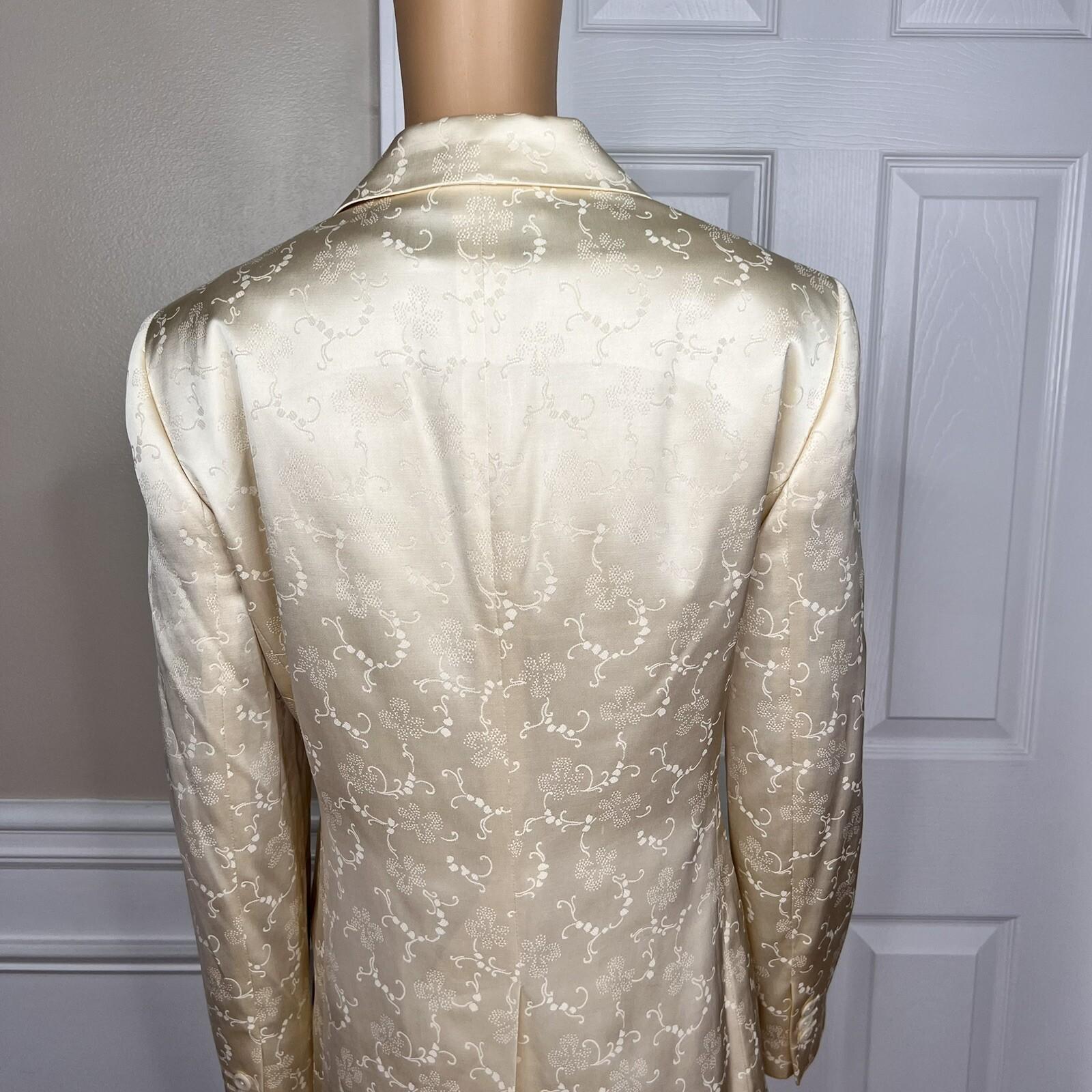 10-3878.jpg LOUIS FERAUD VTG 2PC Gold Floral Cotton Acetate Lined Dress (SZ 16) Suit (SZ 14)