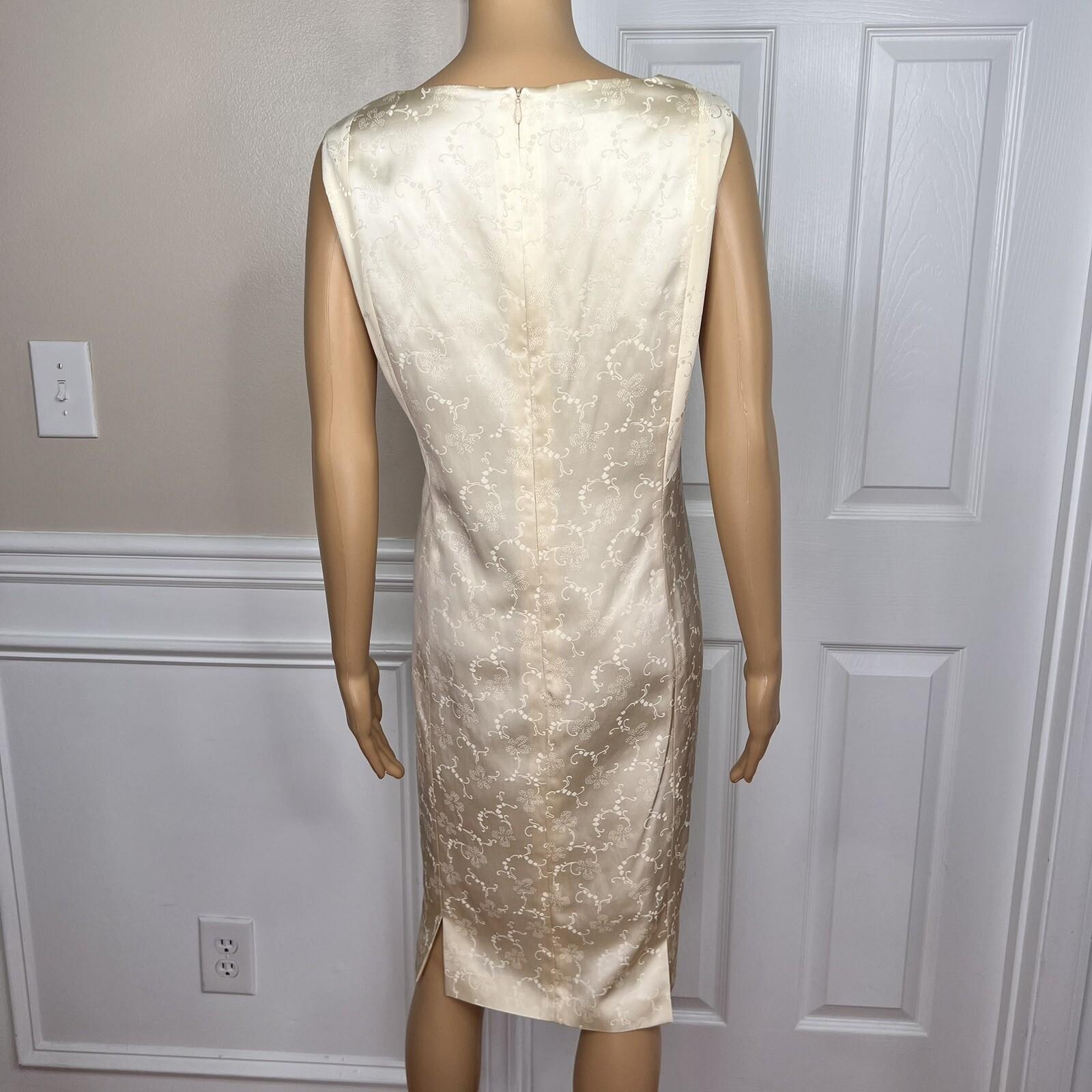 10-3880.jpg LOUIS FERAUD VTG 2PC Gold Floral Cotton Acetate Lined Dress (SZ 16) Suit (SZ 14)