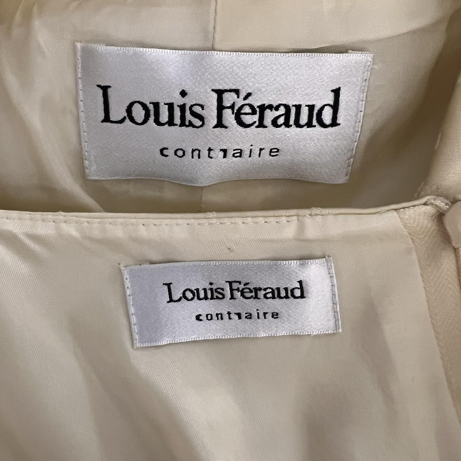 10-3889.jpg LOUIS FERAUD VTG 2PC Gold Floral Cotton Acetate Lined Dress (SZ 16) Suit (SZ 14)