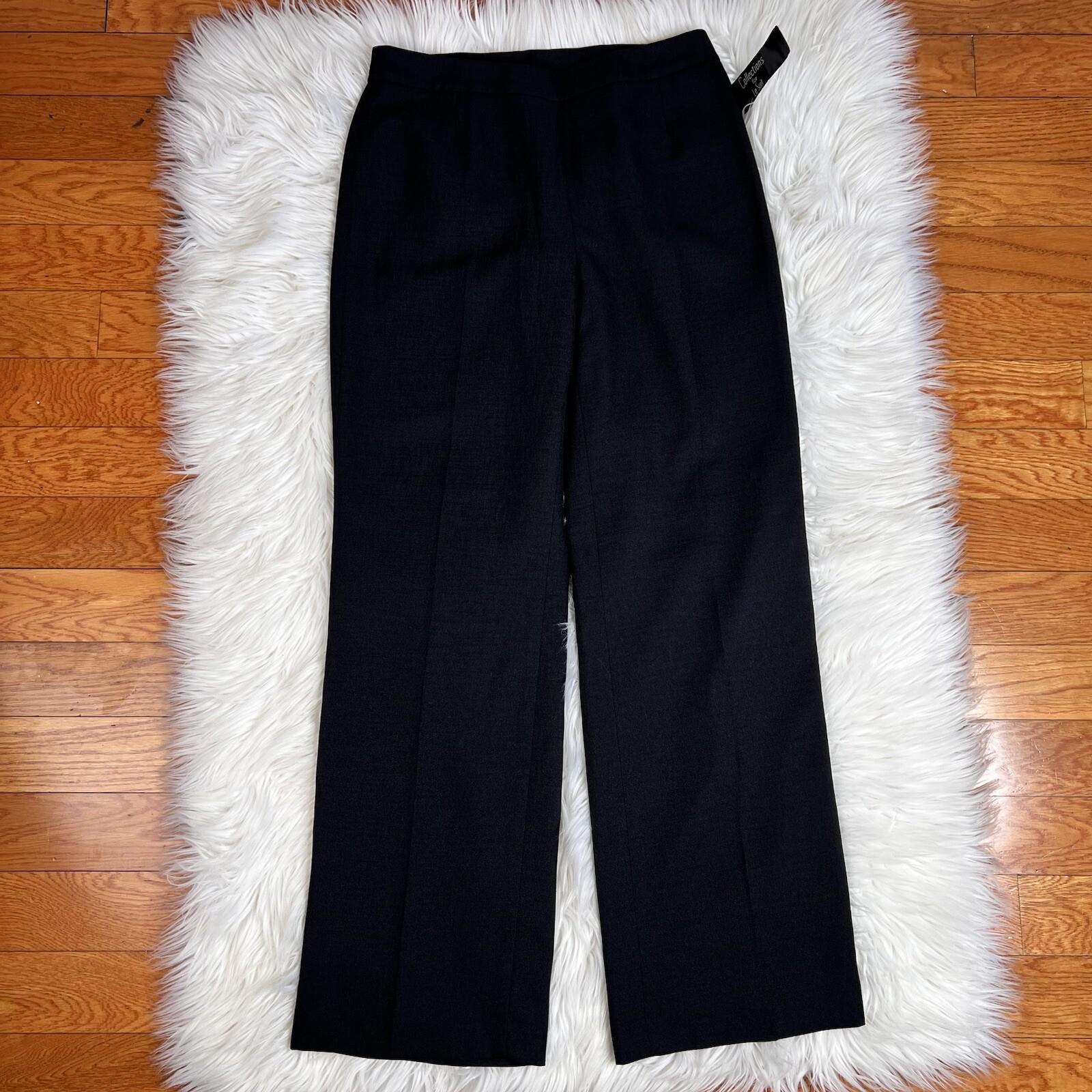 Le Suit Women Polyester Pant Suit Size 6 Black Pink Lined Short Sleeves 2PC New