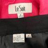 Le Suit Women Polyester Pant Suit Size 6 Black Pink Lined Short Sleeves 2PC New