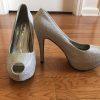 Her style Peep Toe Silver Pumps Size 9