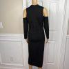 New Felicity & Coco Black Stretch Slimming Cold Shoulder Midi Dress Size M