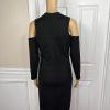 New Felicity & Coco Black Stretch Slimming Cold Shoulder Midi Dress Size M