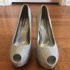 Her style Peep Toe Silver Pumps Size 9