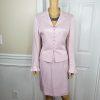 10-3921.jpg Le Suit Polyester Skirt Suit Size 10P Pink Notch Collar Bell Sleeves 2PC New
