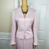 10-3922.jpg Le Suit Polyester Skirt Suit Size 10P Pink Notch Collar Bell Sleeves 2PC New
