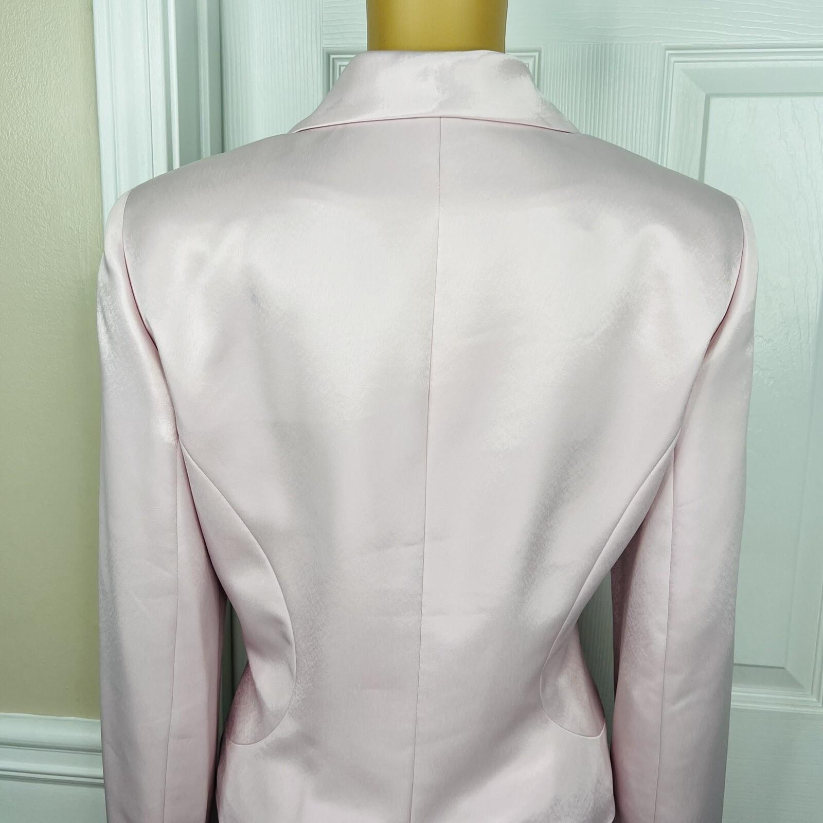 10-3928.jpg Le Suit Polyester Skirt Suit Size 10P Pink Notch Collar Bell Sleeves 2PC New