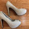 Her style Peep Toe Silver Pumps Size 9