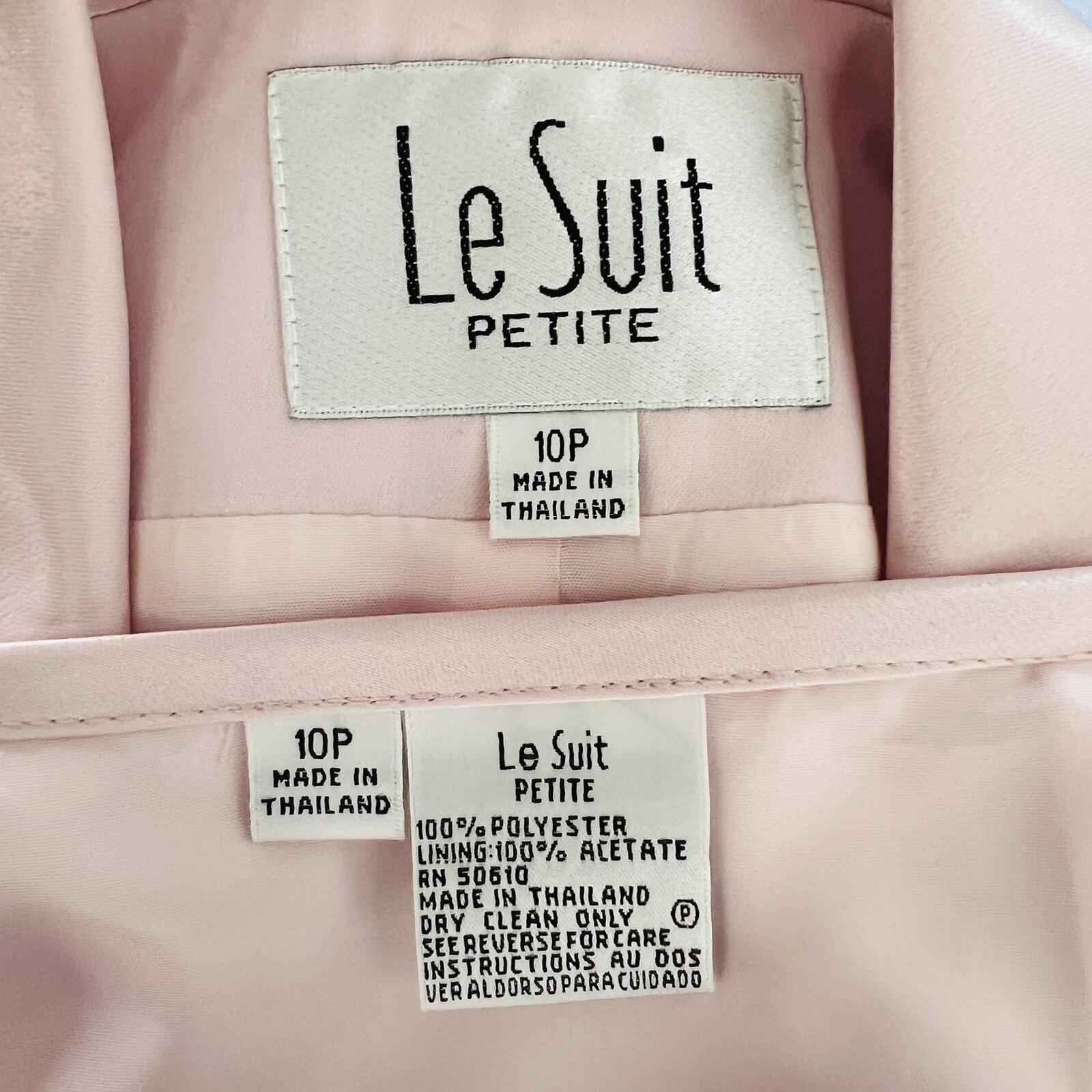 10-3930.jpg Le Suit Polyester Skirt Suit Size 10P Pink Notch Collar Bell Sleeves 2PC New