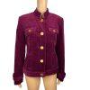 JONES NEW YORK Burgundy Cotton Stretch Velour Stand Up Collar Jacket Size M