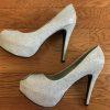 Her style Peep Toe Silver Pumps Size 9