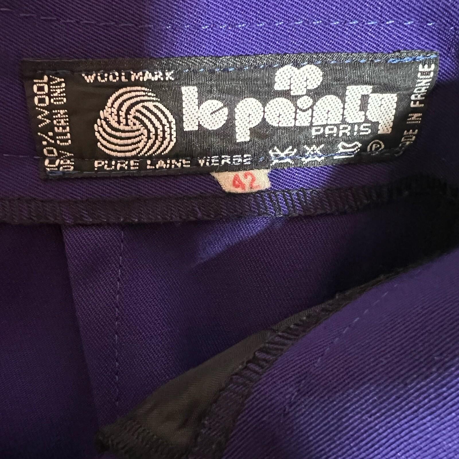 Le Painty Vintage Wool Pant Size Eu 42 Pleated Front Purple Dress Pants Pockets
