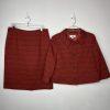 Le Suit Women Polyester Skirt Suit 14 Burnt Orange 3/4 Sleeves Textured 2PC