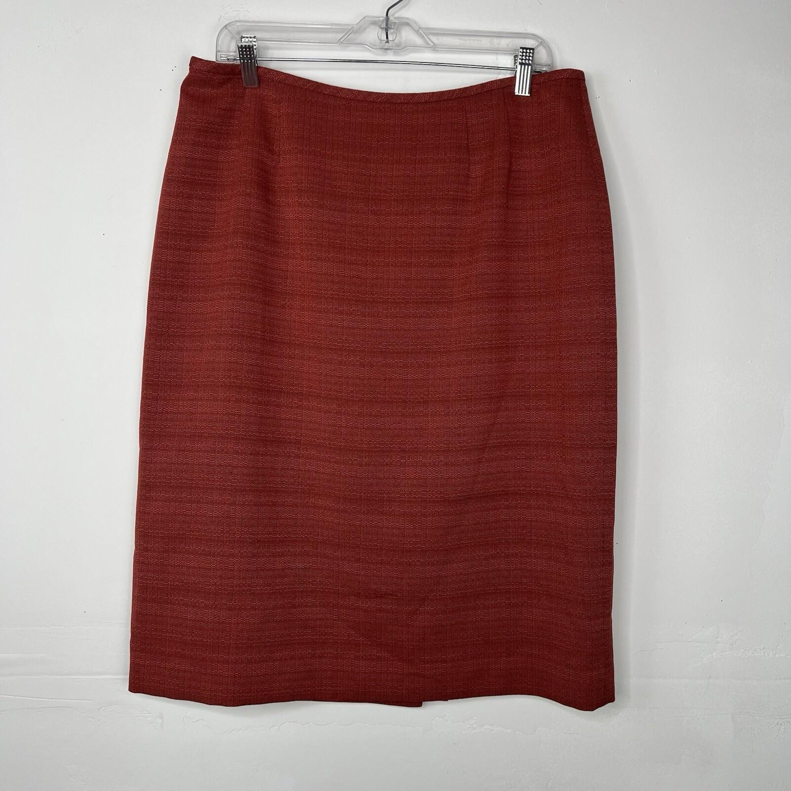 Le Suit Women Polyester Skirt Suit 14 Burnt Orange 3/4 Sleeves Textured 2PC