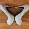 Her style Peep Toe Silver Pumps Size 9
