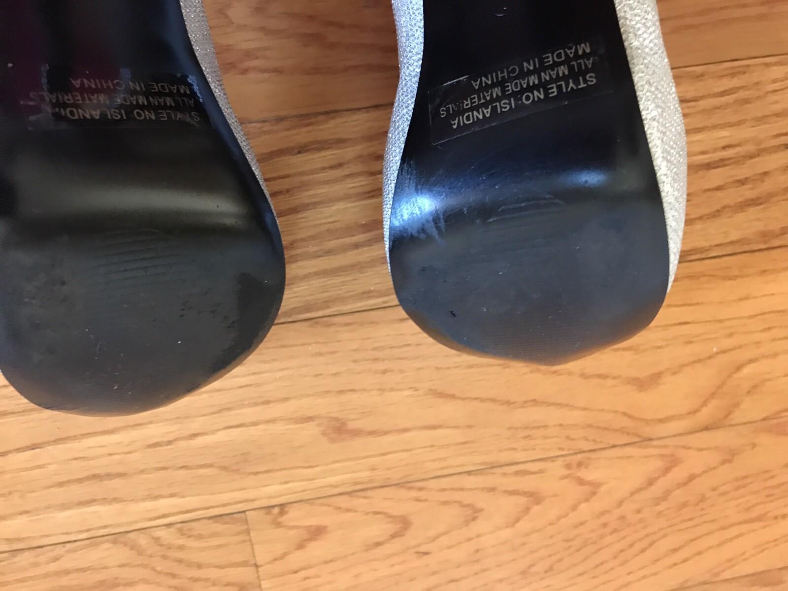 Her style Peep Toe Silver Pumps Size 9
