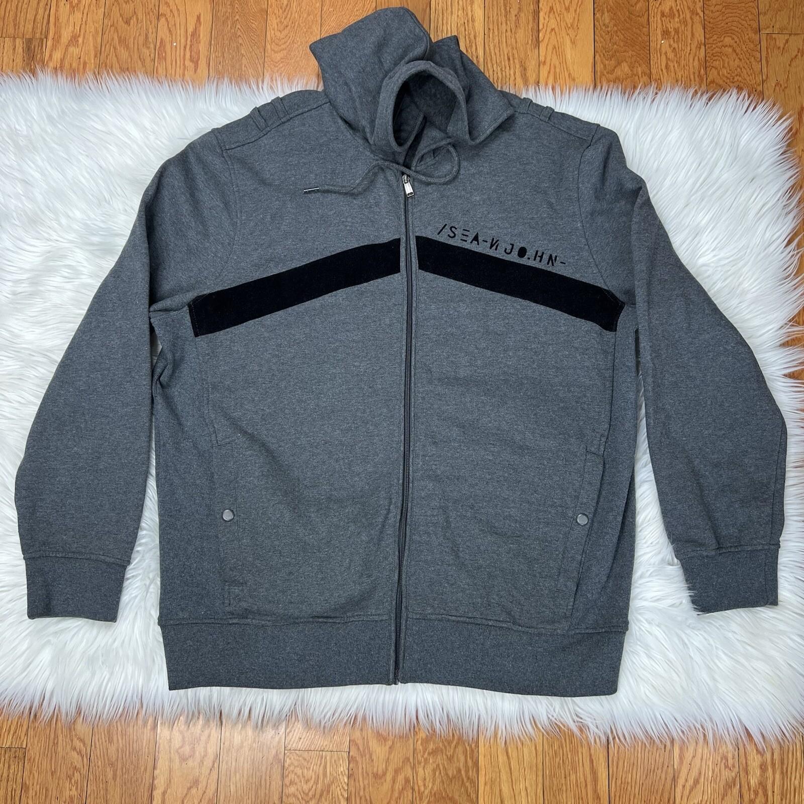 Sean John Track Sweat Pant L Suit XL Warm Gray Zip Up Hooded Hip Hop 2PC